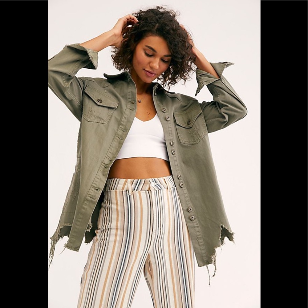Free People Moonchild Denim Shirt Jacket XS